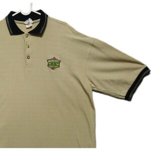 MURPHYS Vintage 90s Polo Shirt Mens 2XL Tan Short Sleeve Irish Stout Beer Logo